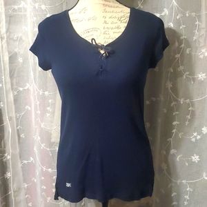 LAUREN Ralph Lauren womens size medium cap sleeve navy blue shirt